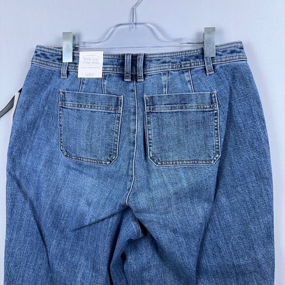 NWT Talbots Wide Leg Crop Jeans Womens Size 14WP High Waist Medium Wash Blue - Picture 4 of 13